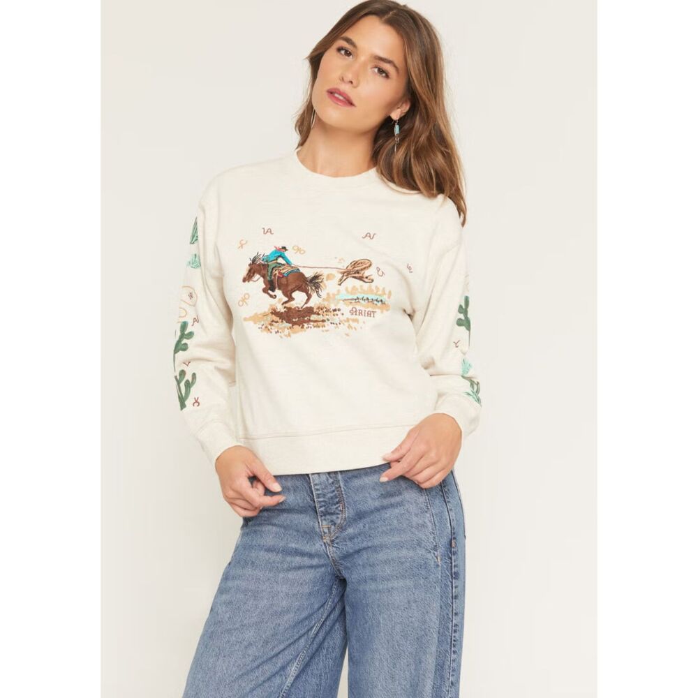 NWT Ariat Women's Riata Embroidered Sweatshirt, Size L
